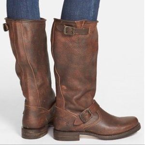 Dark brown tall Frye Veronica slouch boot